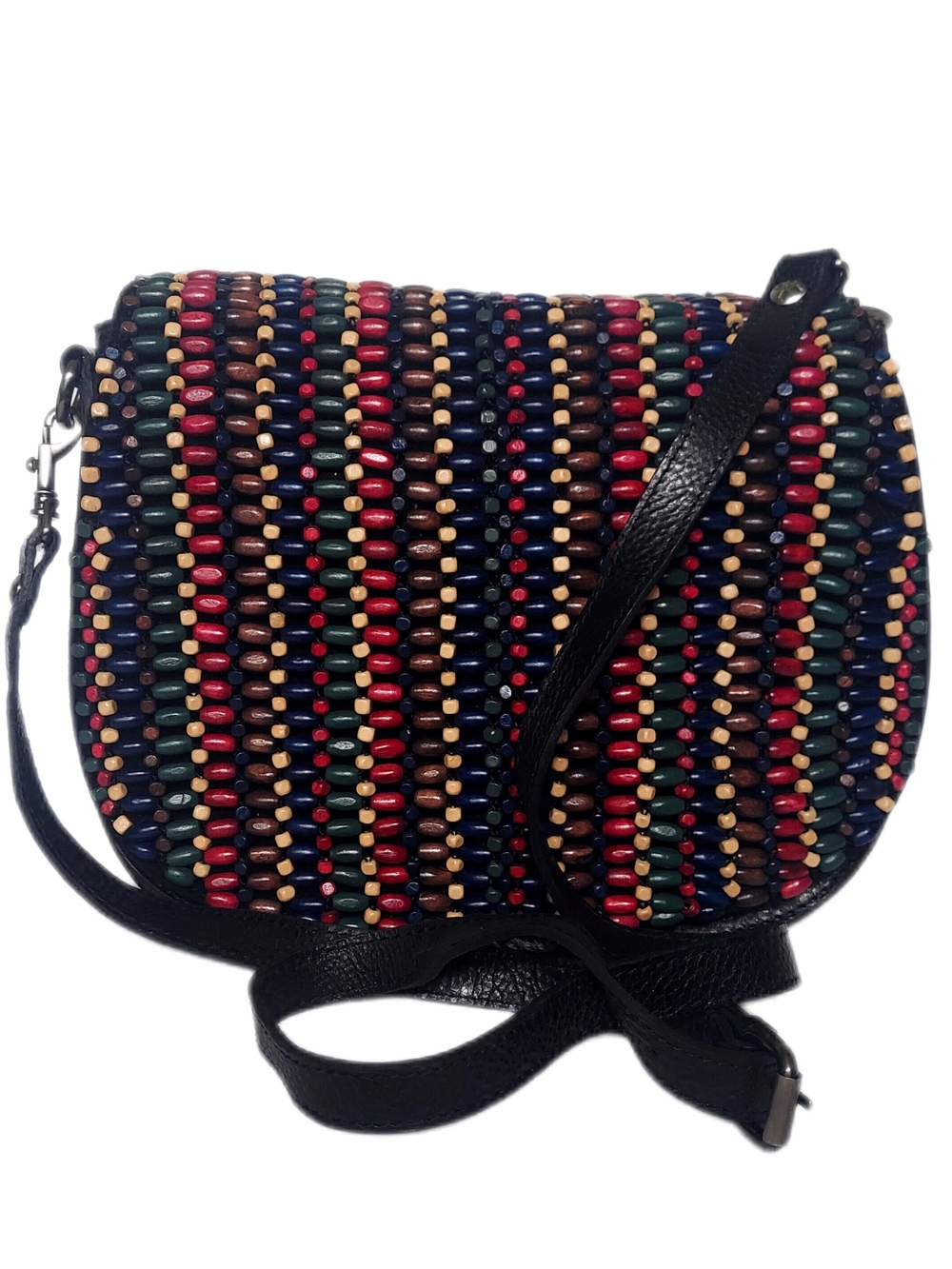 PATRICIA NASH Black Leather w Multicolor Beading Crossbody Bag - Picture 3 of 10